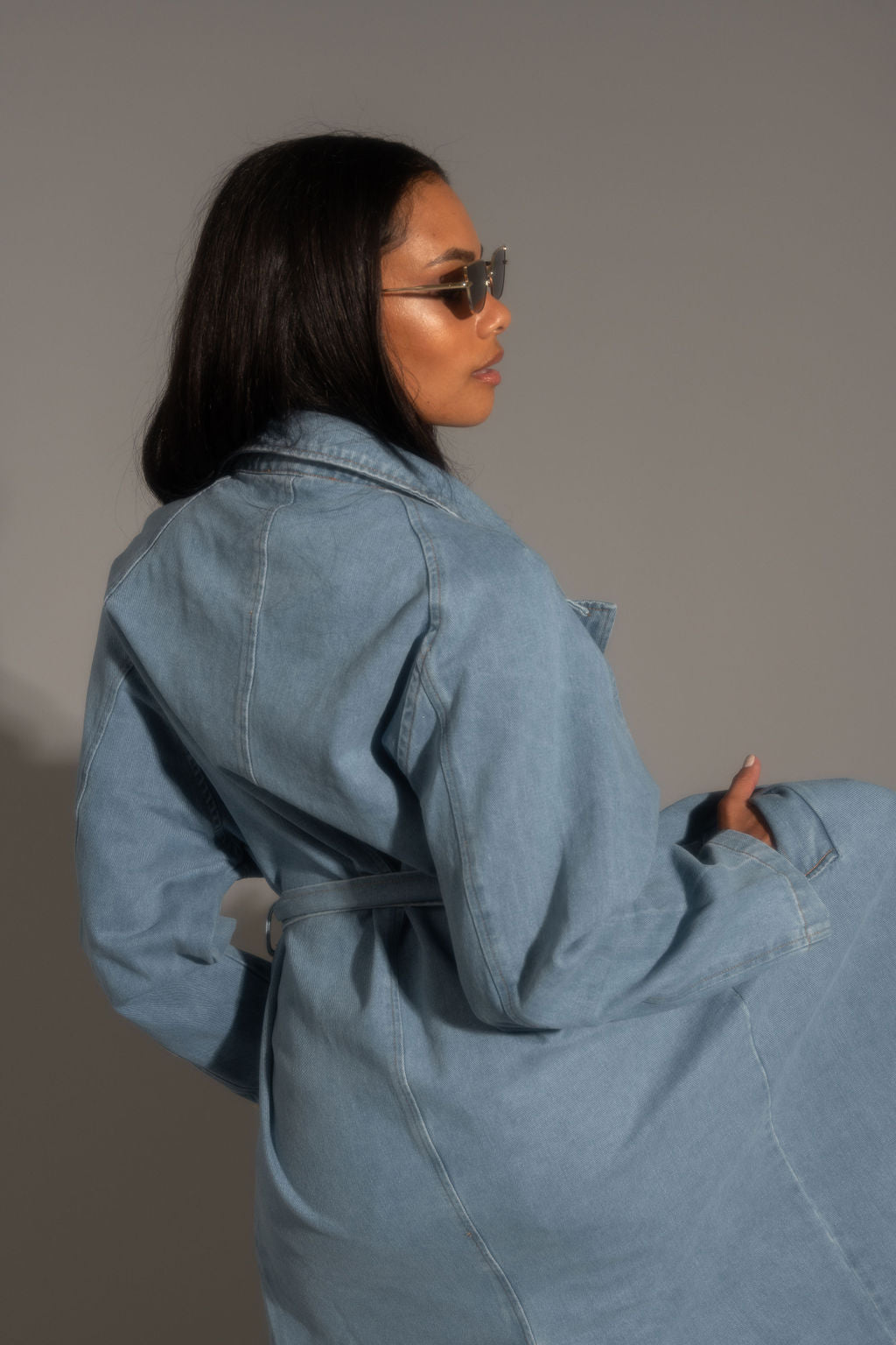 Cassis Denim-Trenchcoat in heller Waschung