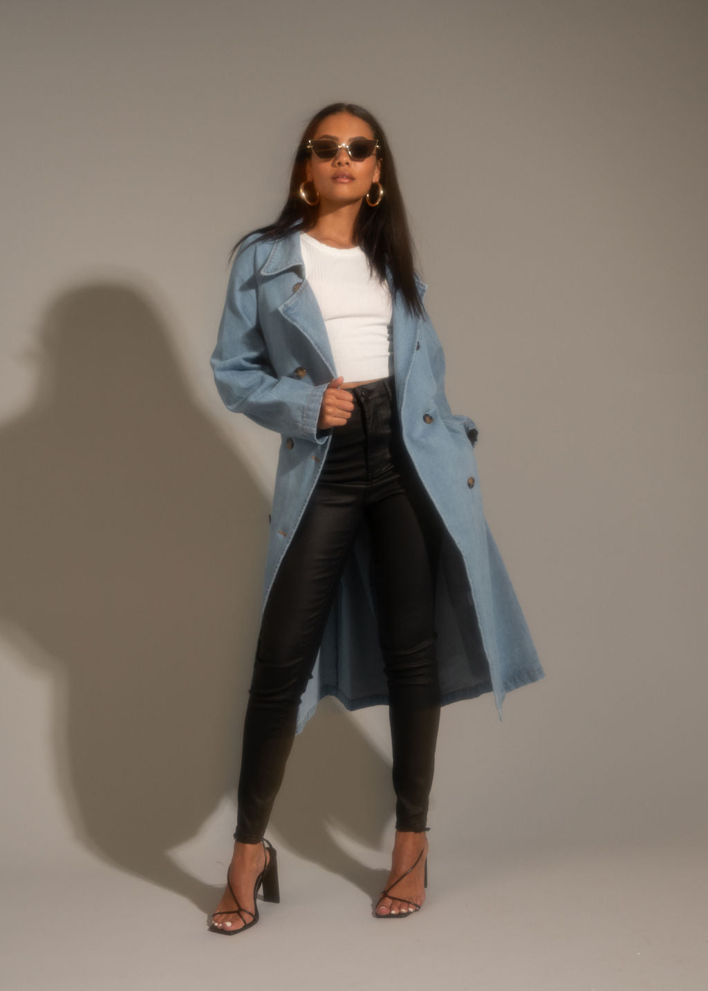 Cassis Denim-Trenchcoat in heller Waschung