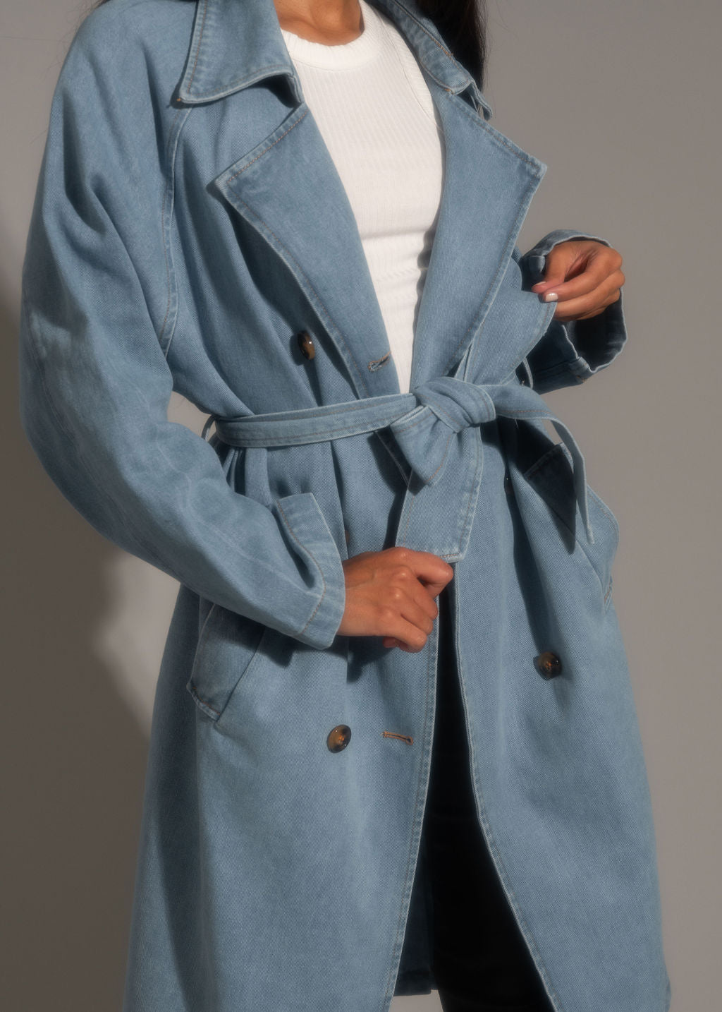 Cassis Denim-Trenchcoat in heller Waschung