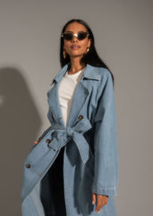 Cassis Denim-Trenchcoat in heller Waschung