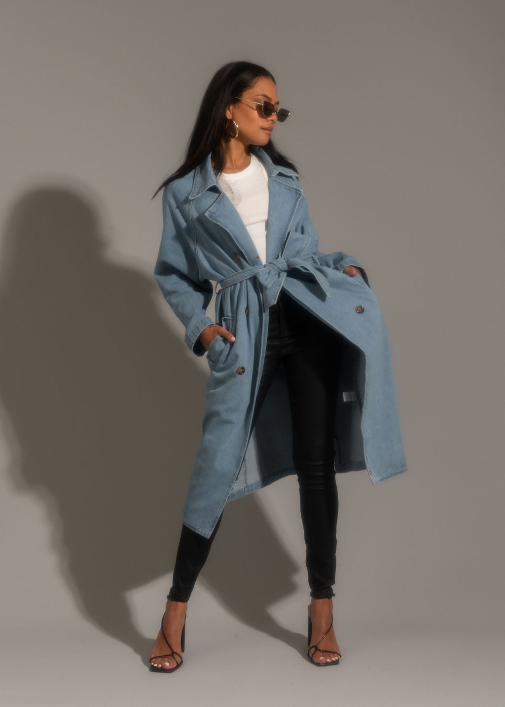 Cassis Denim-Trenchcoat in heller Waschung