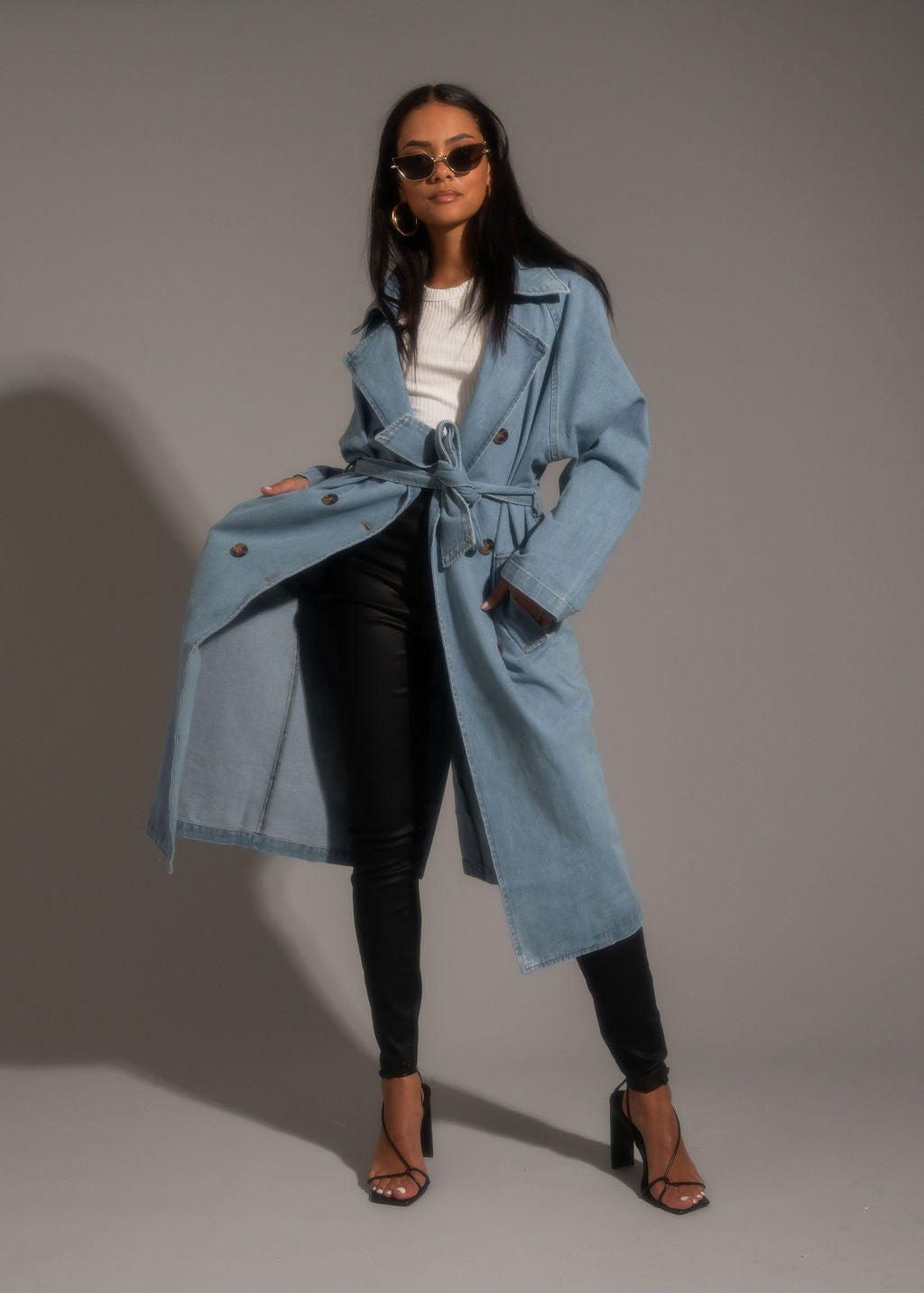 Cassis Denim-Trenchcoat in heller Waschung