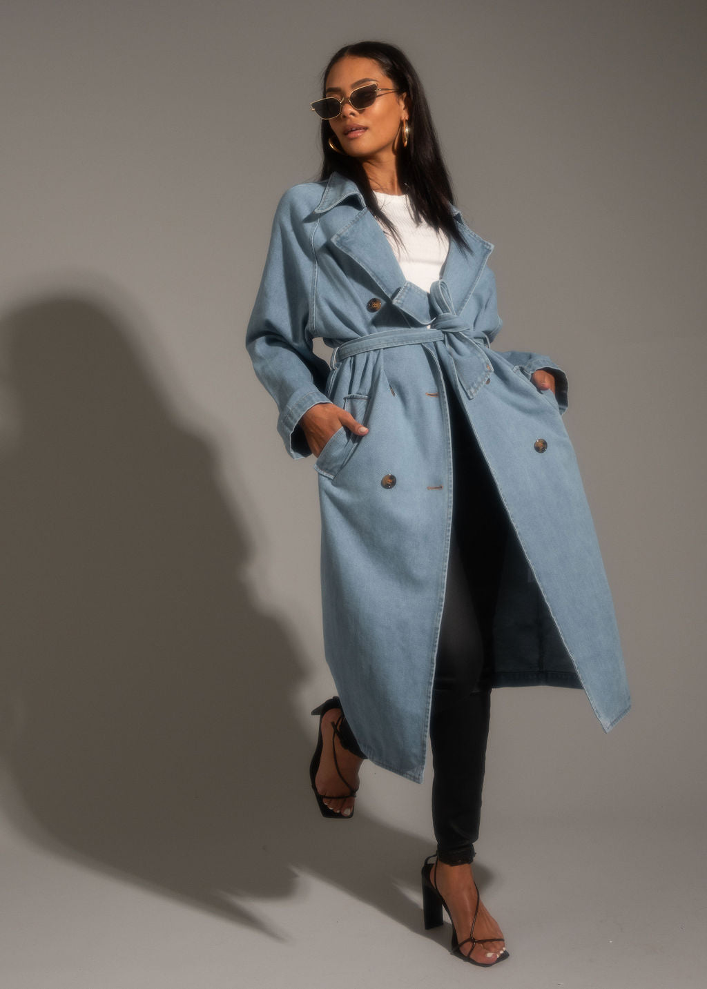 Cassis Denim-Trenchcoat in heller Waschung