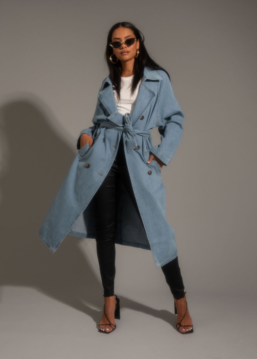 Cassis Denim-Trenchcoat in heller Waschung