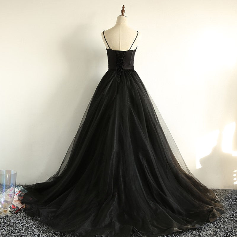 Bezaubernde schwarze lange Partykleider, schwarzes Abendkleid