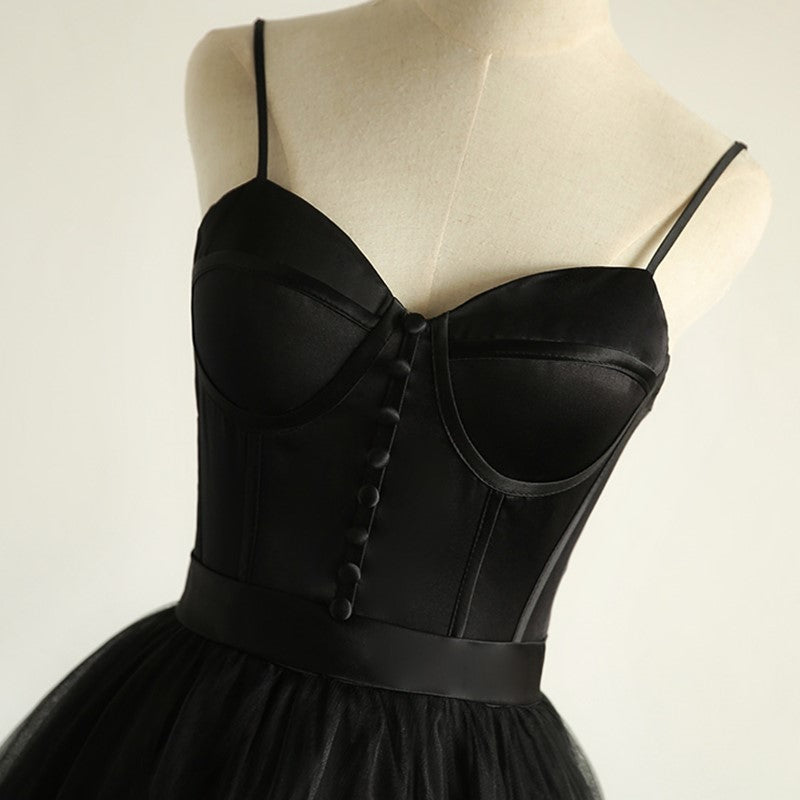 Bezaubernde schwarze lange Partykleider, schwarzes Abendkleid