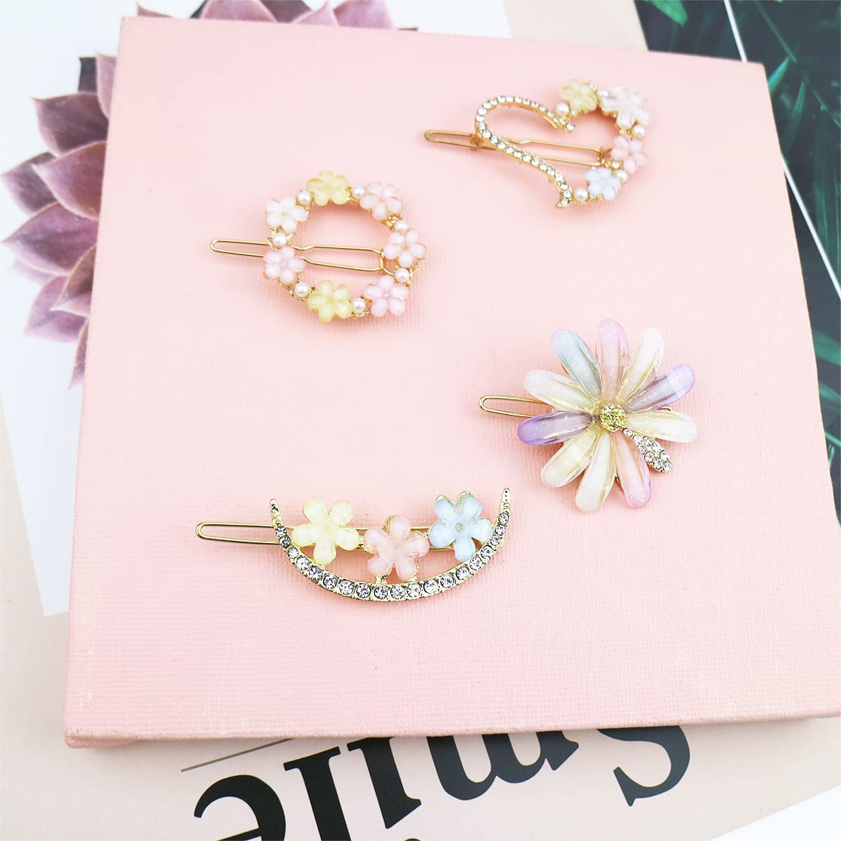 Floral Golden Hair Clips