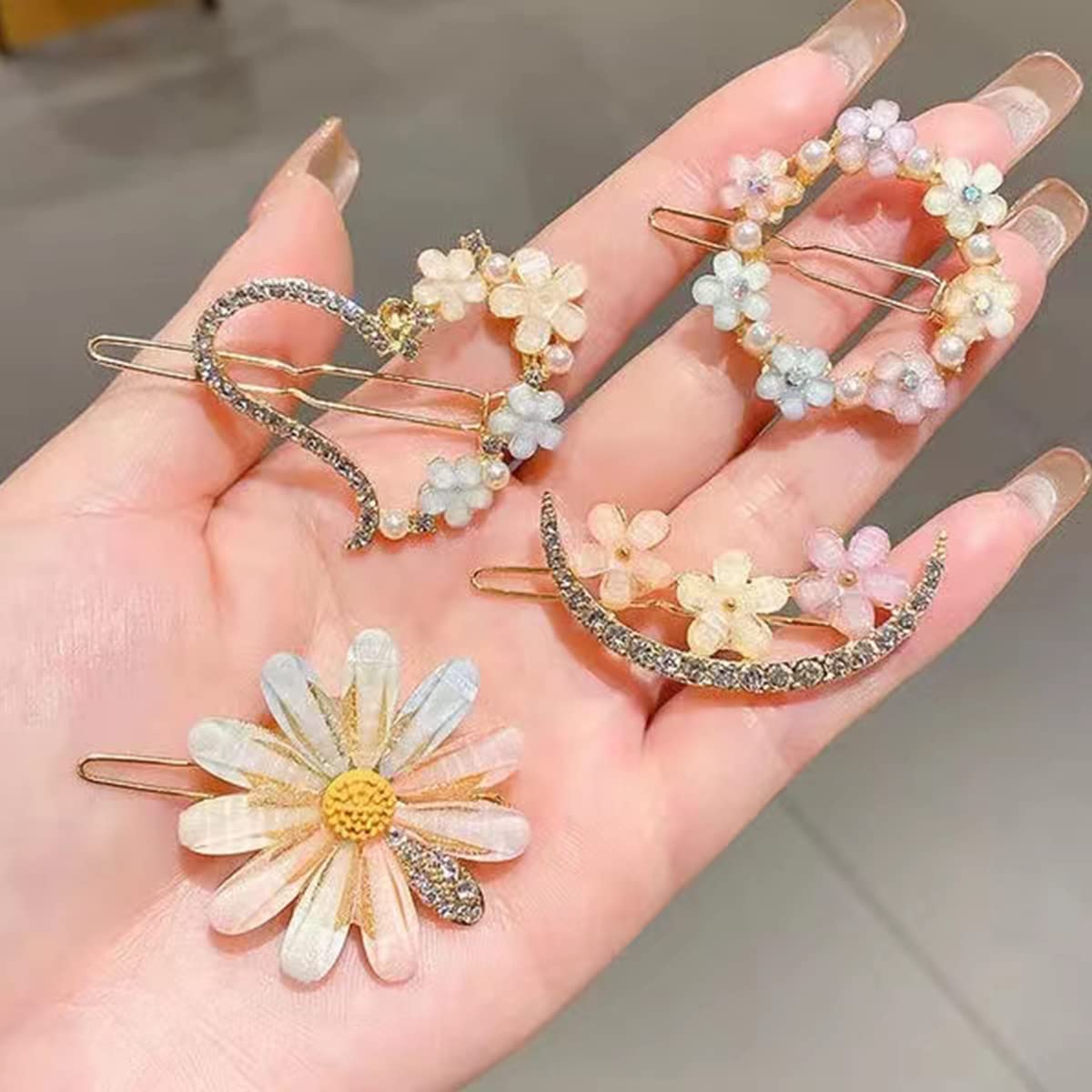 Floral Golden Hair Clips