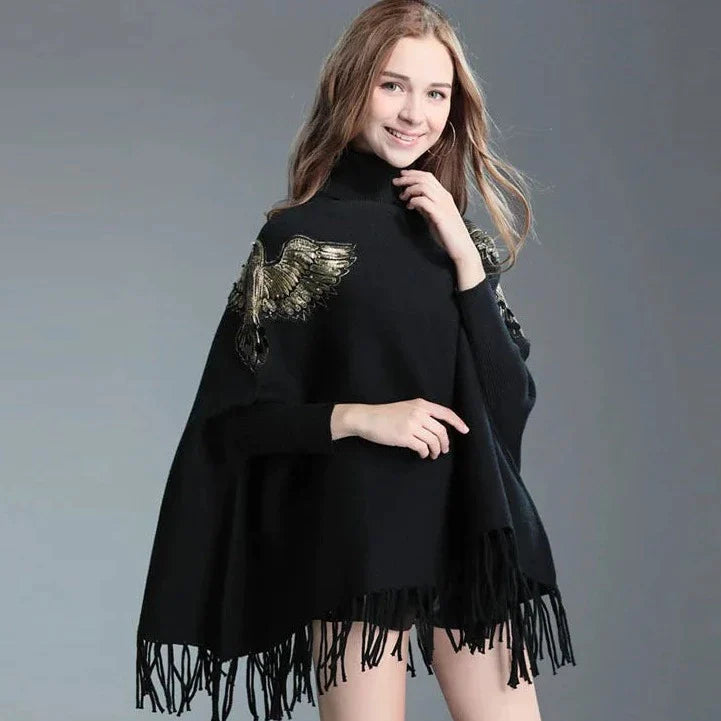 Solid Black Winter Shawl