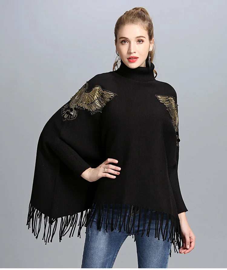 Solid Black Winter Shawl