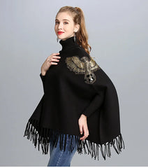 Solid Black Winter Shawl