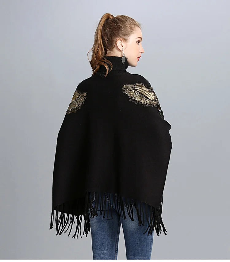 Solid Black Winter Shawl