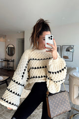 Breanne Beige Balloon Sleeve Sweater