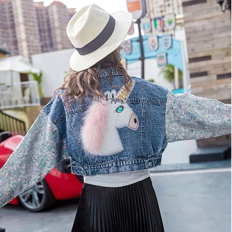 Einhorn-Glam-Jeansjacke