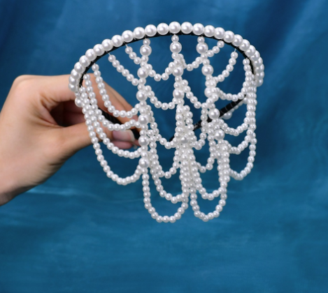 Sweet Bridal Tiara With Pearl Forehead Decoration