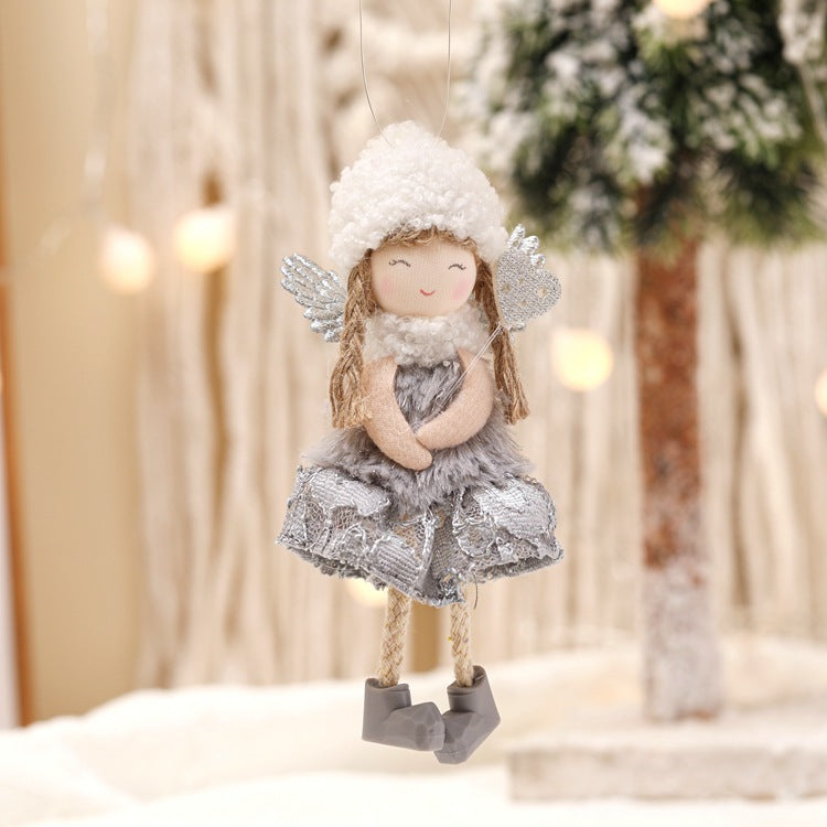 Christmas Lace Angel Doll Christmas Tree Small Pendant Lift Snowflake Girl Christmas Show Window Decorations Accessories