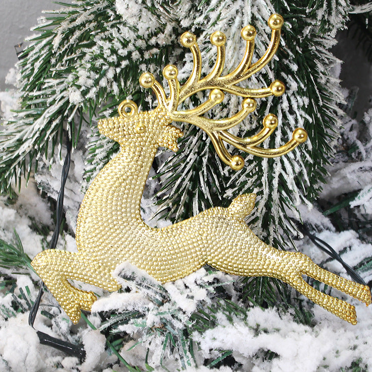 Christmas Decorations 681013cm Electroplated Hemp Dot Christmas Elk Christmas Tree Pendant Gold And Silver Red R'deer