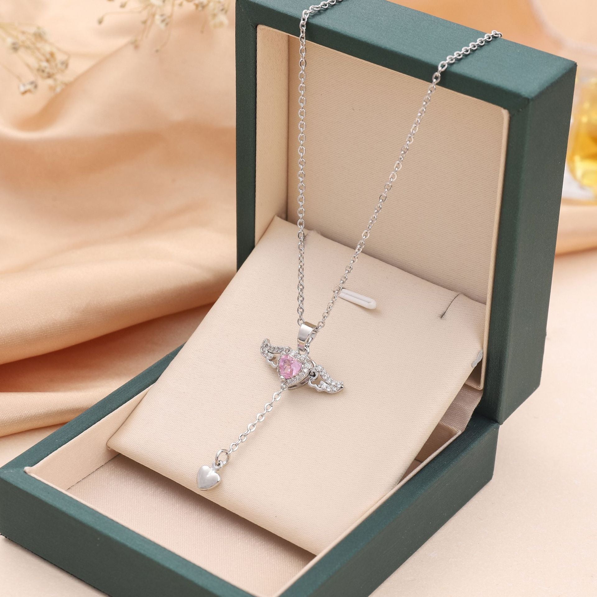 Amor Herz Engel Flügel Quaste Halskette Schlüsselbein Kette Frauen Schmuck Geschenk Valentinstag