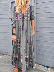 Casual Cotton-Blend Dress Women Plus Size Fashion Long Sleeve Summer Dress