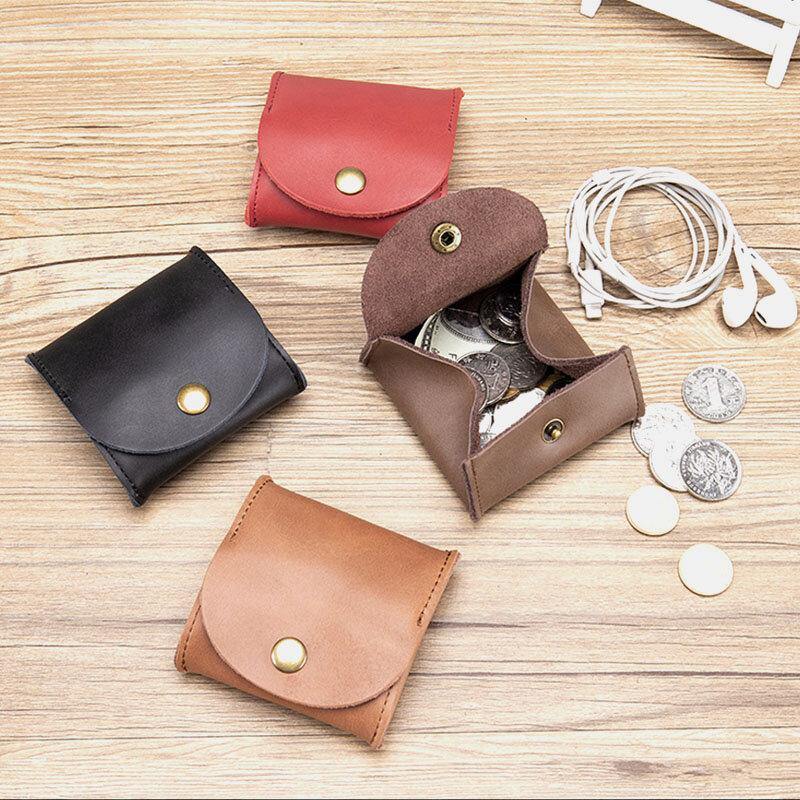 Women Genuine Leather Mini Retro Coin Bag Small Storage Bag Earphone Bag