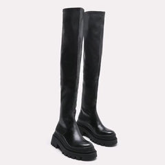 Thigh High Boots No Heel Chunky Platform Knee High Boots For Women