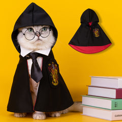 Cat Harry Potter Cape Pet Clothes With Tie and Glasses