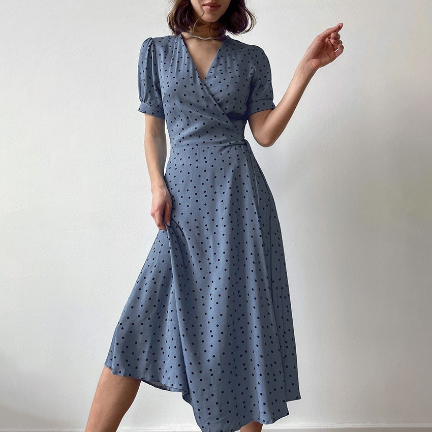 Elegant in Dot Wrap Midi Dress