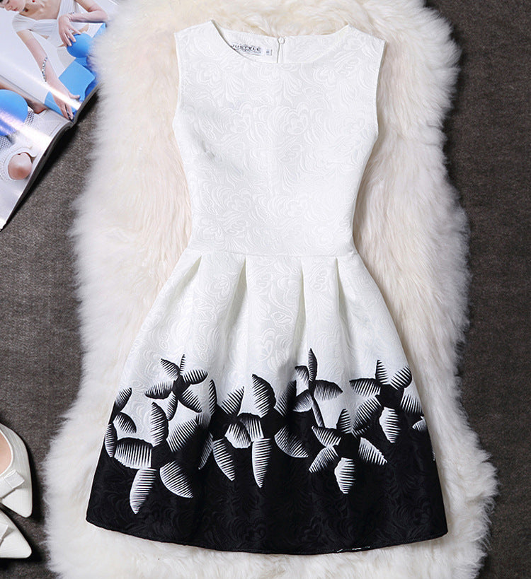 Fashion Slim Slimming Sleeveless Printed Dress