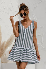 Striped Button Up Tank Dress