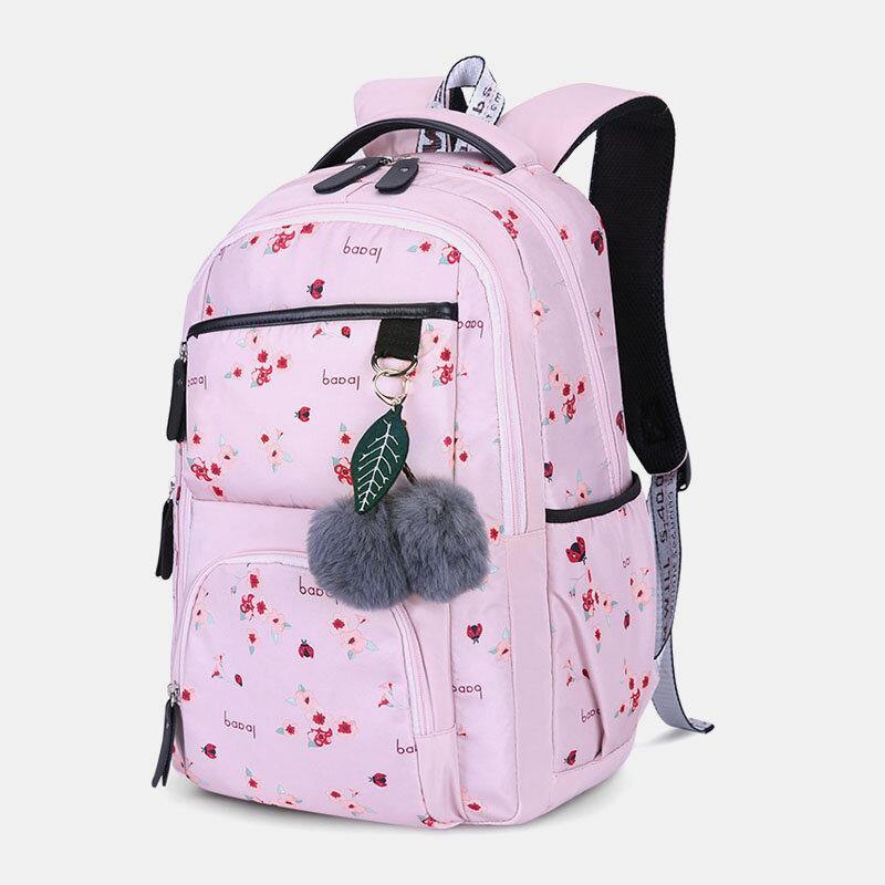 Women Fluffy Ball Print Anti-theft Multifunction Laptop Bag Backpack