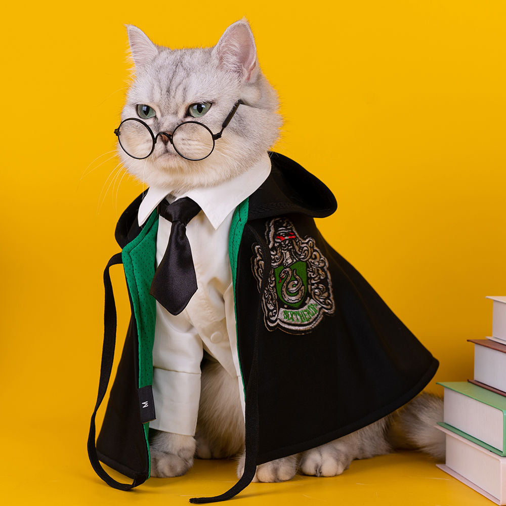 Cat Harry Potter Cape Pet Clothes With Tie and Glasses