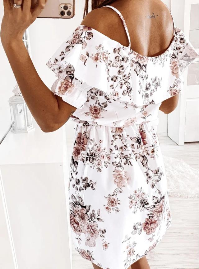 Fashion Sexy Sling Floral Waist Dress