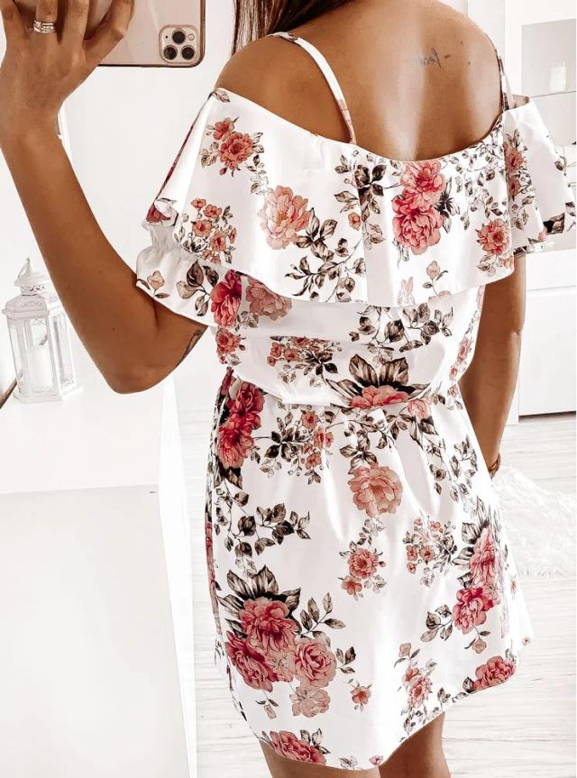 Fashion Sexy Sling Floral Waist Dress