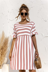 Striped Ruffle Sleeve Dress