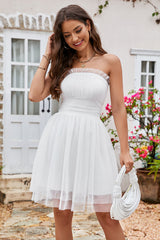 Cute Princess Bandeau White Mini Dress