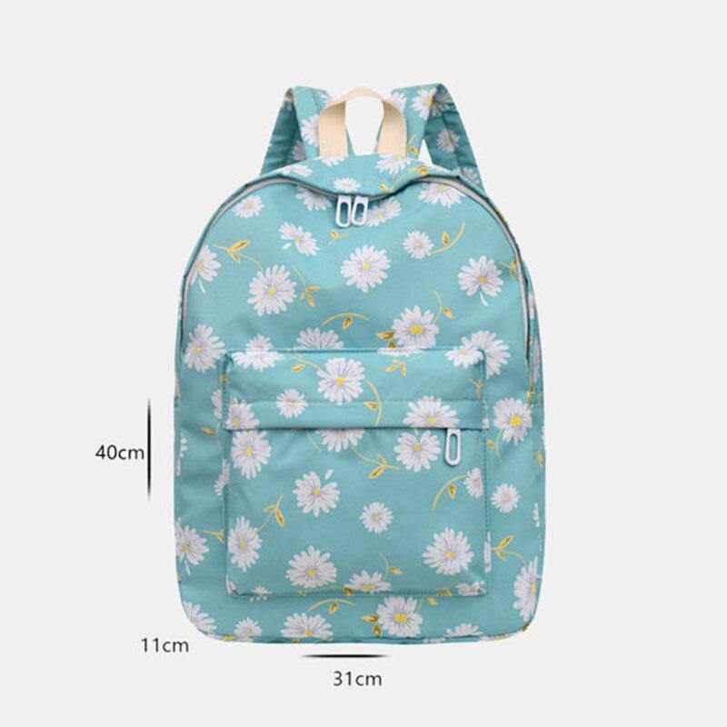 Women Nylon Daisy Casual Campus Backpack School Bag