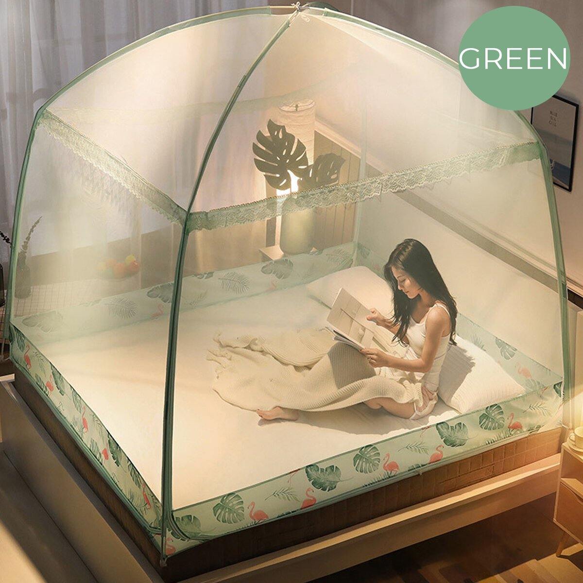 Bedroom Folding Mosquito Net Bed Free Standing Tent 3 Openings with Zippers