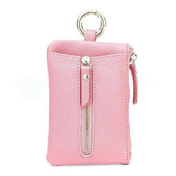 Genuine Leather Women Zipper Card Holder Girls Small Coin Bags Key Chain Bags