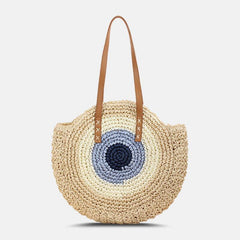 Bolso de paja con rayas simples para mujer, bolso de mano, bolso de playa Retro 