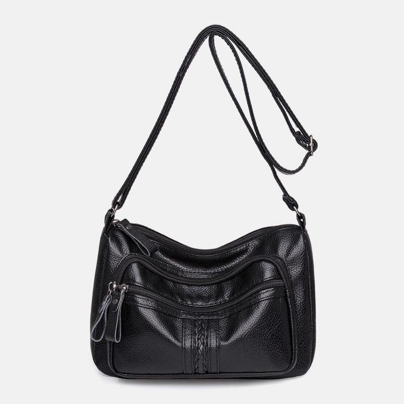 Bolso bandolera de gran capacidad para mujer Bolso de hombro retro resistente al desgaste con múltiples bolsillos 