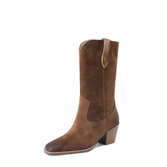 Women's Western Cowboy Suede Leather Boots