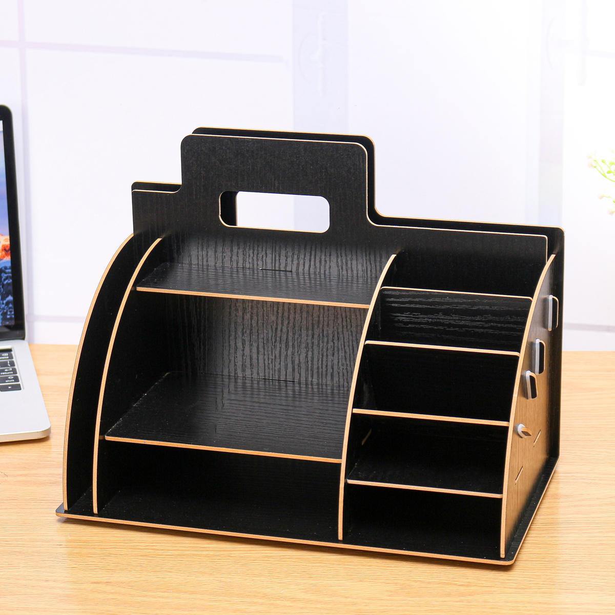 Wooden Desktop Organizer Office Supplies Storage Rack Wooden Desk Organizer Home Office Supply Storage Rack