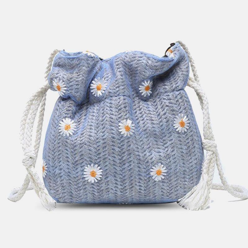 Bolso de playa con estampado de margaritas y girasoles para mujer 