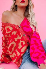 Lilipretty Skips A Beat Two Tone Button Leopard Cardigan