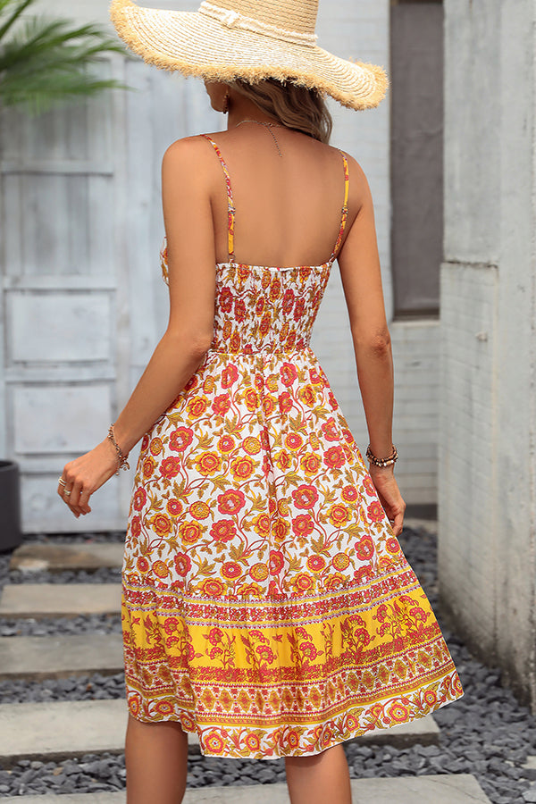 Bohemian Floral Hook Design Sleeveless Dress