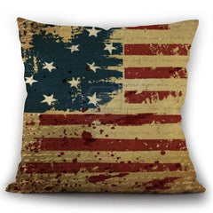 American Independence Day Pillow Painting American Flag Linen Pillowcase Cushion Cover