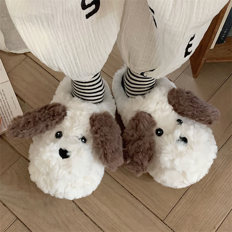 Cute Puppy Long Ears Plush Slippers