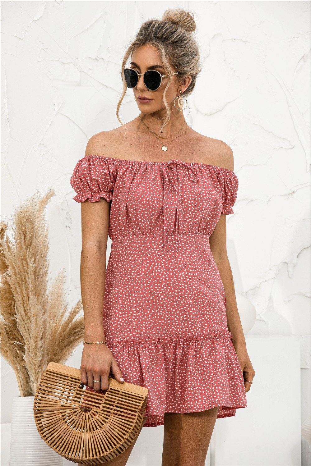 Frill Trim Off Shoulder Dress