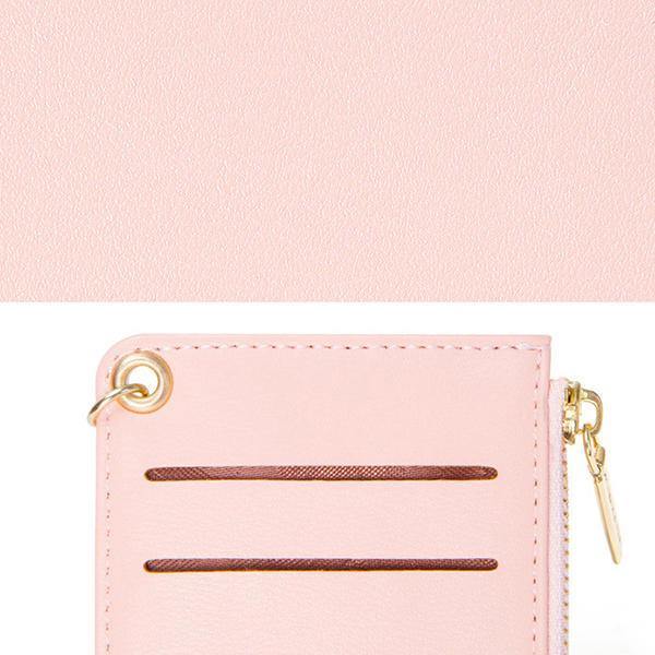 Women Faux Leather Card Holder Small Coin Bag Purse Key Chain