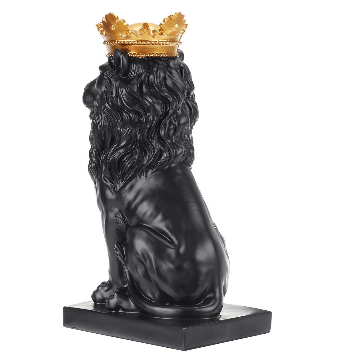 Nordic Style Crown Lion Statue Handicraft Decorations for Home Office Hotel Desk